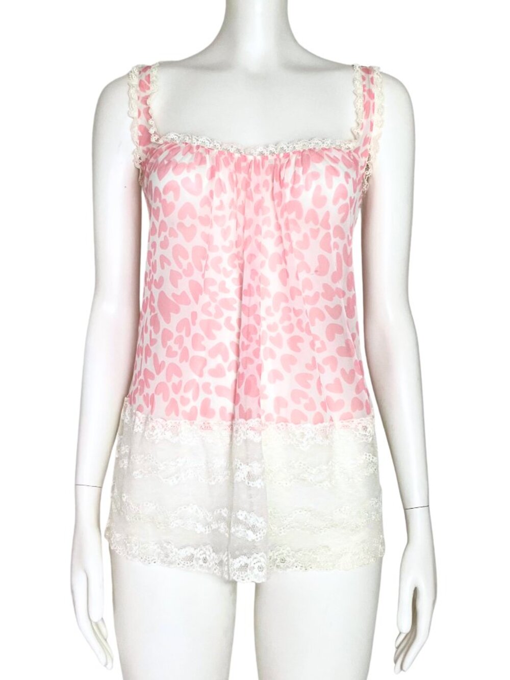 NWT Victoria’s Secret Sheer Pink Heart Babydoll Slip Lingerie. Medium. Coquette
